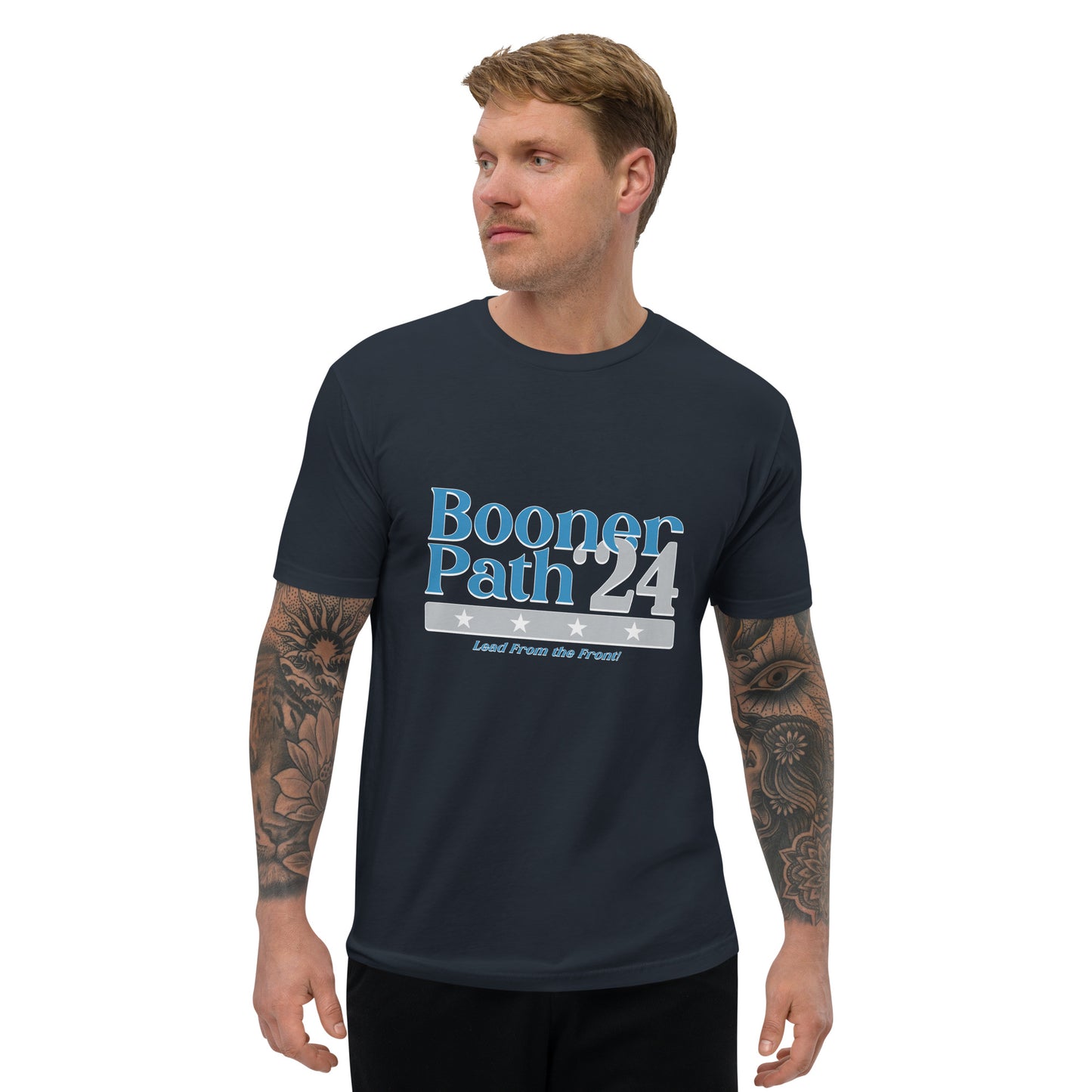 Blue and Grey Presidental Booner Path Short Sleeve T-Shirt