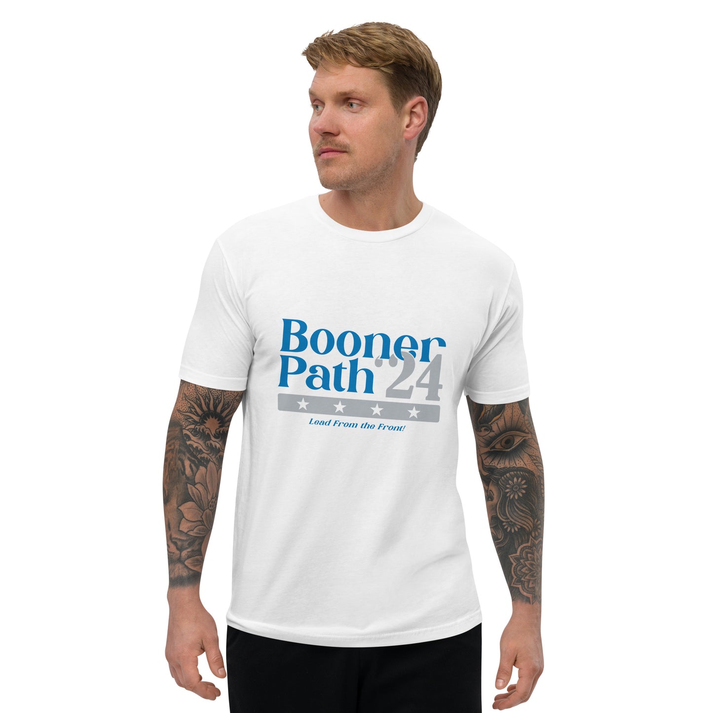 Blue and Grey Presidental Booner Path Short Sleeve T-Shirt